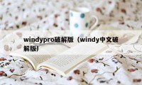 windypro破解版（windy中文破解版）