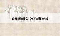 公开邮箱什么（电子邮箱全称）