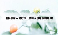 电脑黑客入侵方式（黑客入侵电脑的原理）