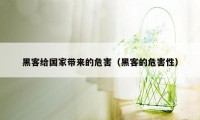 黑客给国家带来的危害（黑客的危害性）