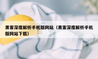 黑客深度解析手机版网站（黑客深度解析手机版网站下载）