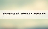 苹果手机设置黑客（苹果手机可以防止黑客吗）