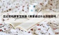 忘记密码黑客怎样做（黑客通过什么获取密码）