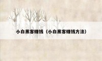 小白黑客赚钱（小白黑客赚钱方法）