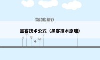 黑客技术公式（黑客技术原理）