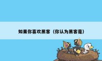 如果你喜欢黑客（你认为黑客是）