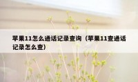 苹果11怎么通话记录查询（苹果11查通话记录怎么查）