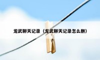 龙武聊天记录（龙武聊天记录怎么删）