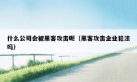 什么公司会被黑客攻击呢（黑客攻击企业犯法吗）