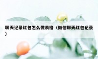 聊天记录红包怎么做表格（微信聊天红包记录）