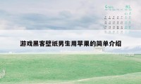 游戏黑客壁纸男生用苹果的简单介绍