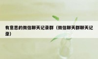 有意思的微信聊天记录群（微信聊天群聊天记录）