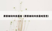 黑客被动攻击是啥（黑客被动攻击是啥意思）