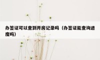 办签证可以查到开房记录吗（办签证能查询进度吗）