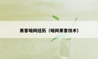 黑客暗网经历（暗网黑客技术）