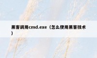 黑客调用cmd.exe（怎么使用黑客技术）