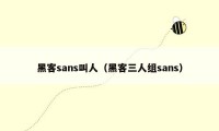 黑客sans叫人（黑客三人组sans）