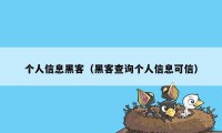 个人信息黑客（黑客查询个人信息可信）