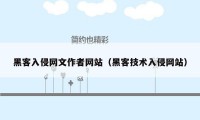 黑客入侵网文作者网站（黑客技术入侵网站）