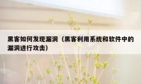 黑客如何发现漏洞（黑客利用系统和软件中的漏洞进行攻击）