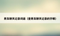 男生聊天记录词语（查男生聊天记录的字眼）