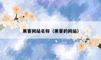 黑客网站名称（黑客的网站）