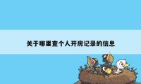 关于哪里查个人开房记录的信息