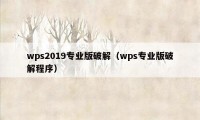 wps2019专业版破解（wps专业版破解程序）