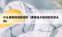 什么黑客培训机构好（黑客给力培训机构怎么样）