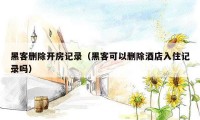 黑客删除开房记录（黑客可以删除酒店入住记录吗）