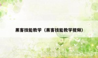 黑客技能教学（黑客技能教学视频）