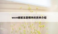 wsm破解主题模块的简单介绍